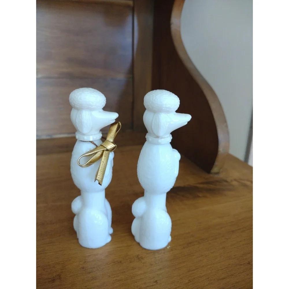 Set Of Vintage AVON Bon Bon Poodle Decanter Cologne Some Product Left In Bottle